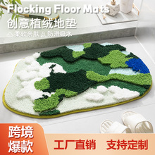 跨境加厚異形植絨苔蘚地毯浴室防滑吸水地墊柔軟超細纖維門墊批發