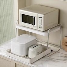 不銹鋼微波爐置物架廚房電器家用台面烤箱電飯煲鍋專用分層支架子
