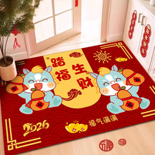 馬年卡通喜慶新春硅藻泥地墊吸水防滑浴室門墊玄關入戶耐磨腳墊