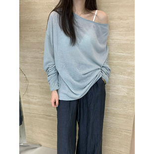 元派bluepops2025夏季新款薄款綁帶防曬罩衫寬松慵懶針織衫W2209