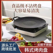 韓式麥飯石烤盤不沾鍋鐵板燒卡式爐家用燒烤盤露營戶外燒烤 盤批