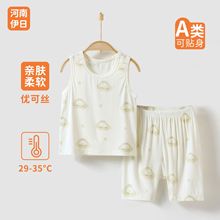 安陽童裝新生兒夏季優可絲背心套裝寶寶家居服薄款無袖PP褲套裝
