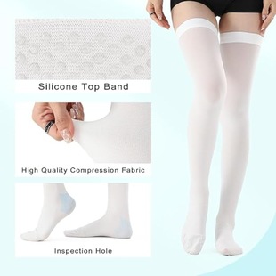 Thigh-high white anti-thrombotic knee-highsockһLͲsm