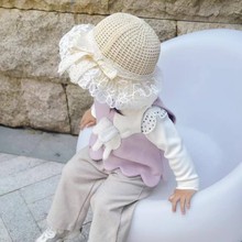寶寶帽子夏季薄款兒童漁夫帽女童草帽公主大帽檐遮陽防曬帽透氣潮