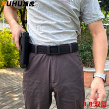 跨境雙層加硬自動扣射擊訓練快掛手槍皮帶尼龍腰帶戶外休閑皮帶
