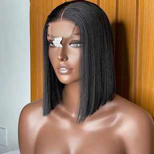 12A Human Hair 2*6 Closure Kim Bob Straight wig 200%density