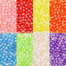 6x6mm透明彩單色混字母 混色單字母DIY友誼鏈飾品配件
