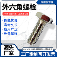 304不銹鋼外六角螺栓M8/M10/M12全牙六角螺絲六角頭脹管