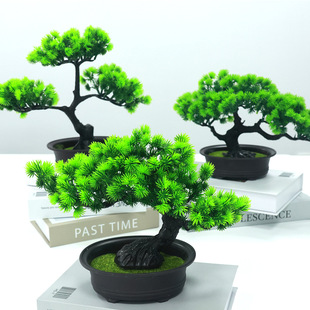 迎客松綠植盆景 擺件植物家居裝飾仿真松樹一手貨源廠家直供