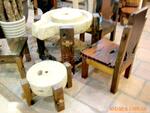 供应老船木石磨茶台,户外园林家具