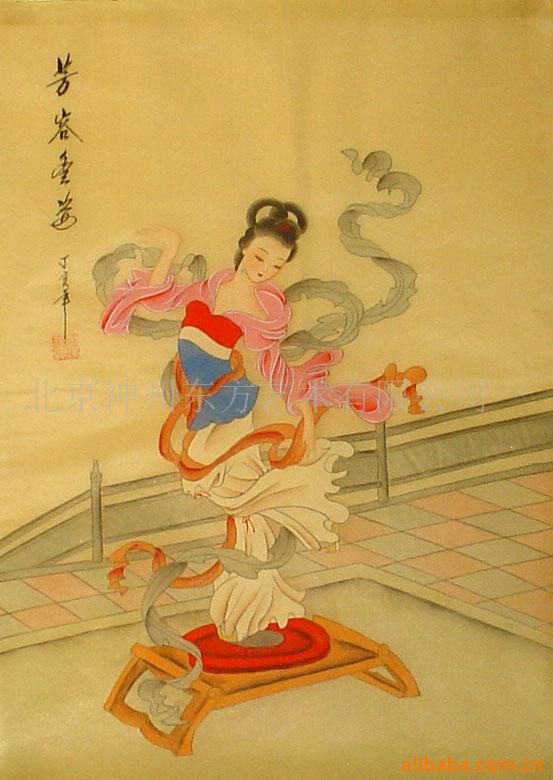 画人物画 工笔仕女画 绢画神话人物 <em>女娲观音</em>嫦