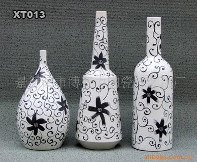厂家直销景德镇瓷器 现代综合装饰 现代手工陶艺 啤酒瓶状花瓶
