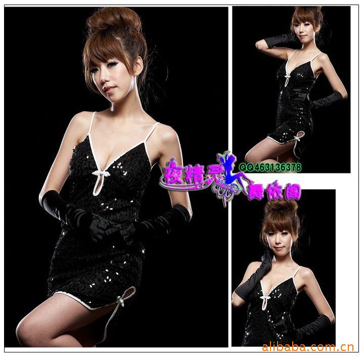 <em>女歌演出</em>服,夜场演出服,性感亮片吊带裙,辣妹服