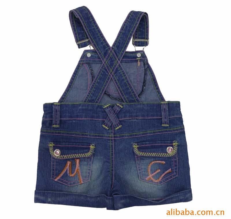 女童牛仔吊带<em>短裤</em> <em>儿童</em>女裤 <em>短裤批发</em>–女童牛