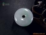 缅甸玉器丝绿飘花 A货翡翠平安扣