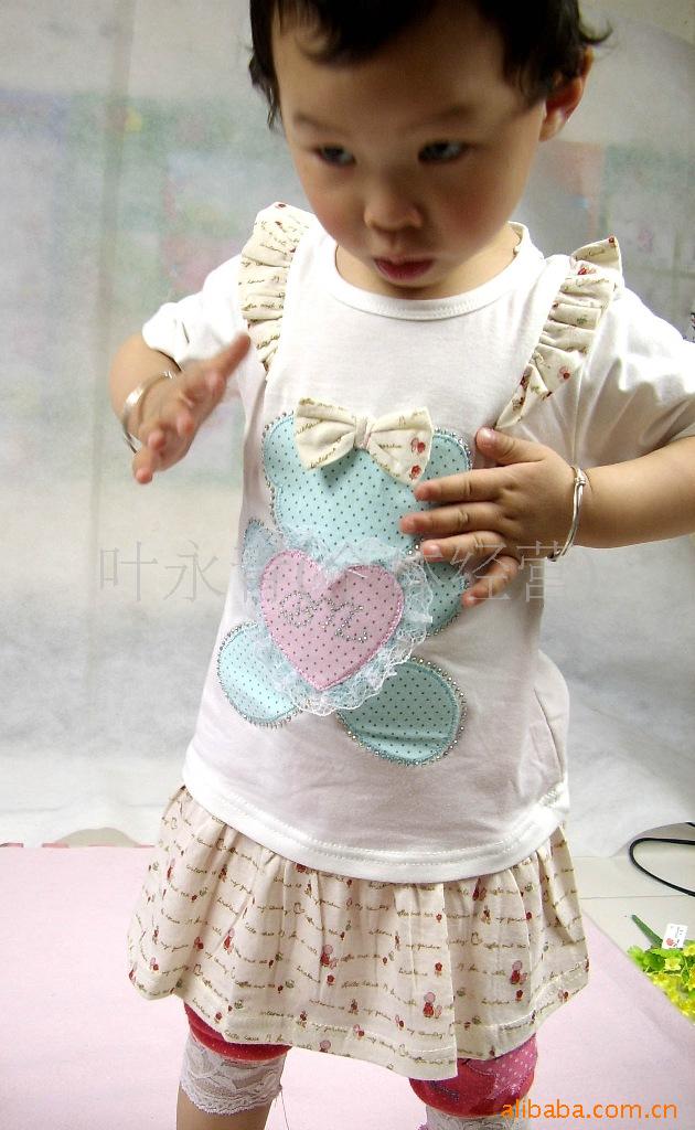 【厂家直供 B2W2同款飞肩可爱小熊裙恤1509