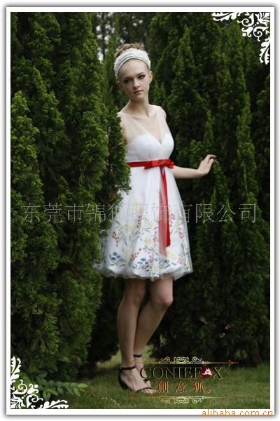 创意狐80262红色飘带敬酒礼服 结婚礼服 婚纱