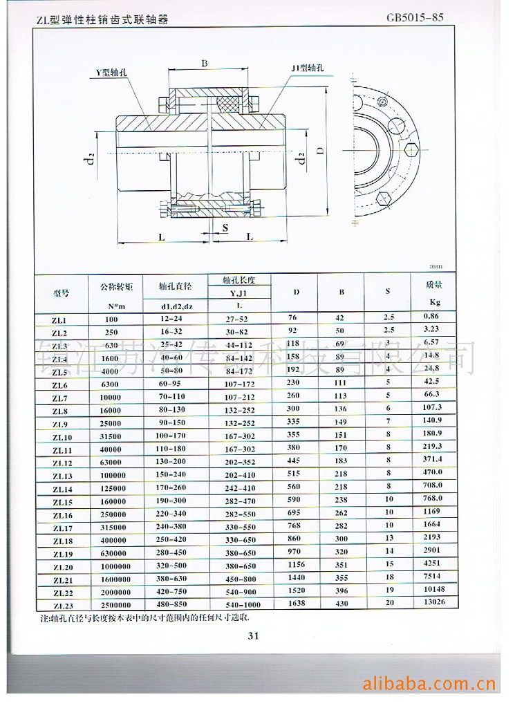供应zl型弹性柱销齿式联轴器 镇江苏冶传动科技