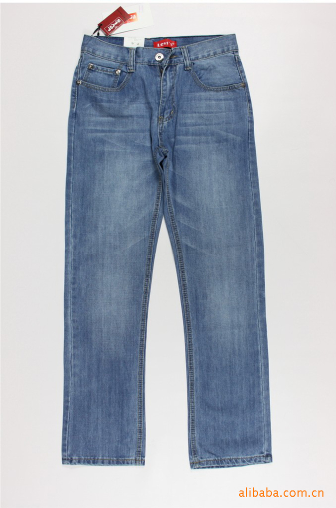 外贸批发厂家直供李维斯523直筒男式修身蓝色牛仔裤