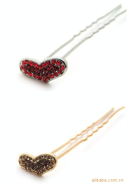 3650水钻满钻桃心头簪韩国明星饰品批发