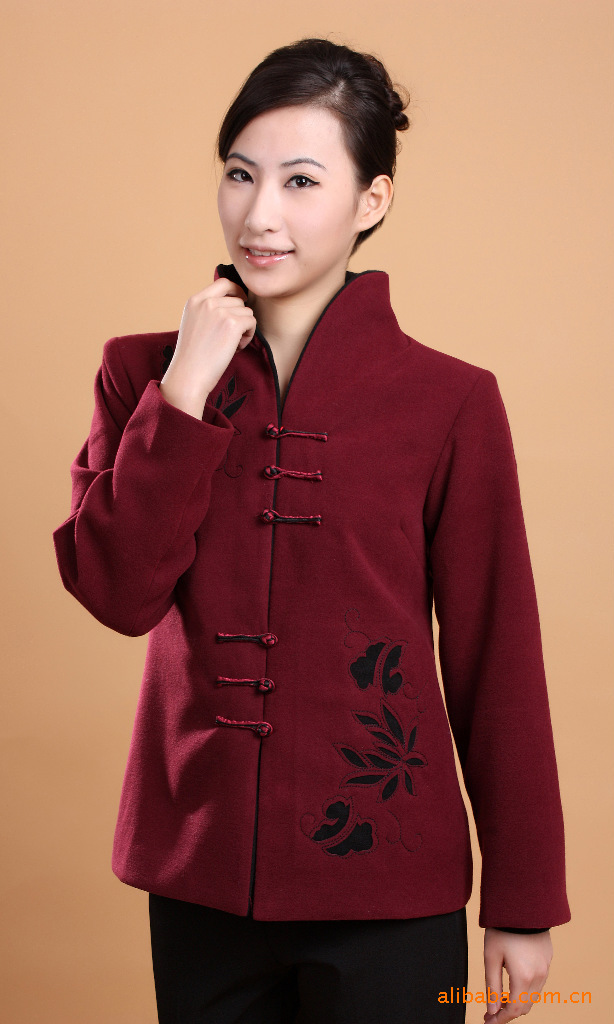 秋冬特价羊绒面料 女士秋装唐装外套中年时尚女装中式上衣外套