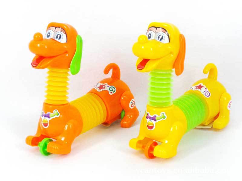 供实色拉线口哨弹环狗 拉线狗,拉力卡通玩具狗,玩具狗