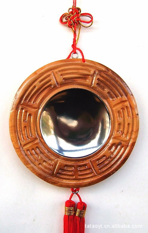 小额批发 供应木制品宗教用品开光直径14厘米桃木太极八卦镜-「木质