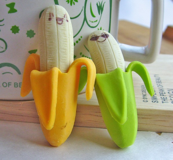 h32 韩版文具 精美创意表情香蕉橡皮擦 水果橡皮 2枚入