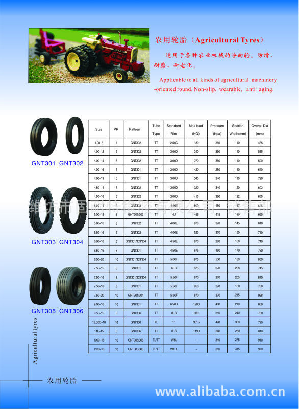 拖拉机轮胎规格尺寸表图片