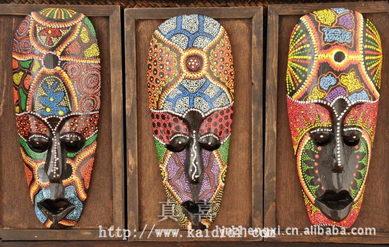 25cm非洲点彩面具 客厅 酒吧墙饰挂饰挂件