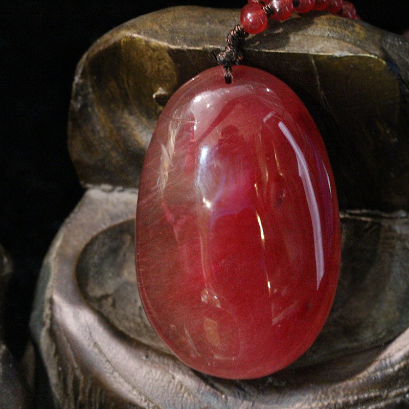 煦尧水晶*天然红发晶红水晶小佛吊坠/助事业 招好运