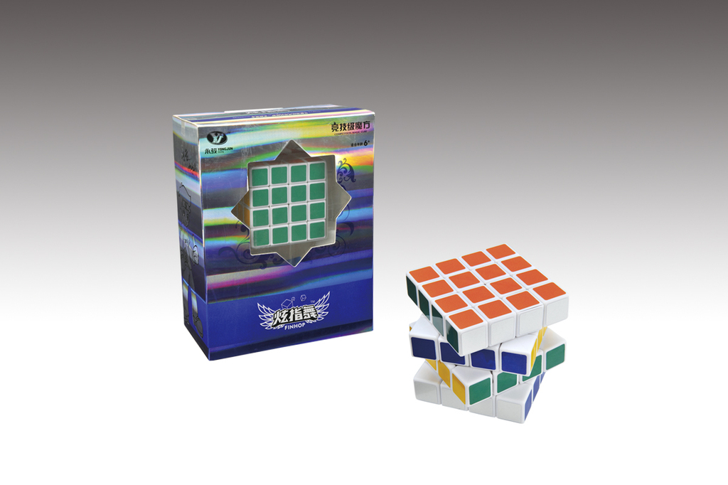 永骏玩具 竞技专业版微调式弹簧6.5公分四阶魔方白色胶件 yj0416
