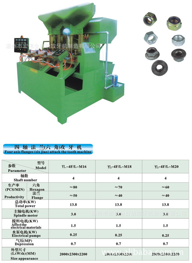 四轴法兰(六角)标准螺母攻牙机(805 m16-m20
