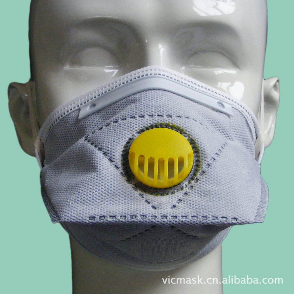 厂家供应活性炭带阀鸭嘴形口罩vic953vc,高滤效低阻力,佩戴舒适