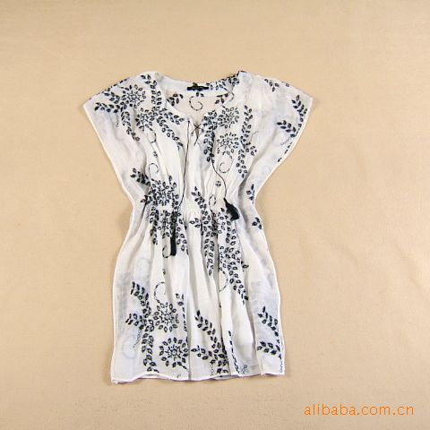 【double zero外贸原单】刺绣花平肩丝棉长款衬衫 58.00,57.00,56.