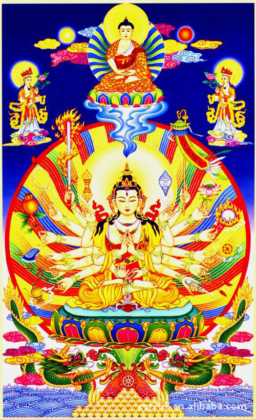 煜利珠宝金镶玉天然翡翠千手观音本命佛项坠生肖鼠守护神