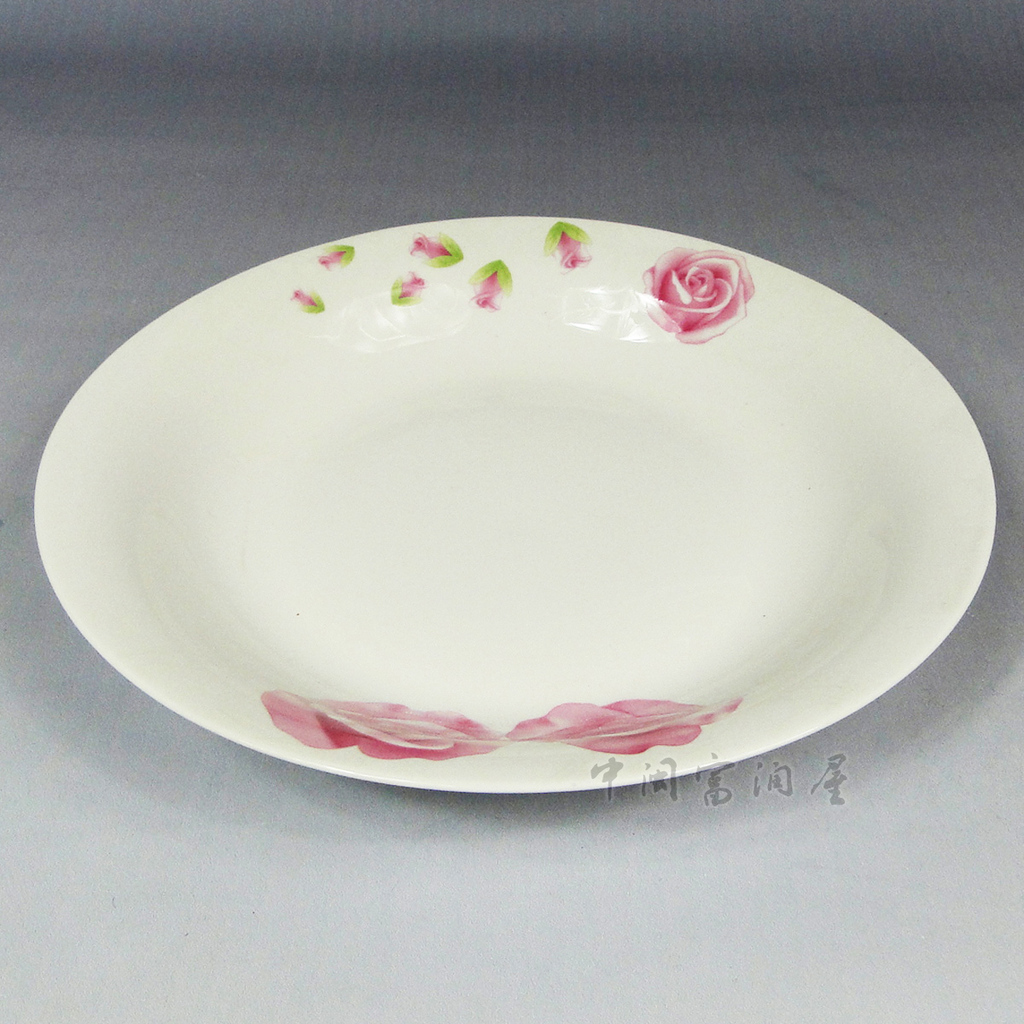 供应信息 碗,碟,盘 雅诚德 陶瓷骨瓷汤盘,菜盘,盘子,圆形餐具-粉玫瑰