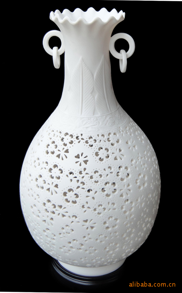 德化白瓷 礼品瓷 工艺摆设 芭蕉花瓶