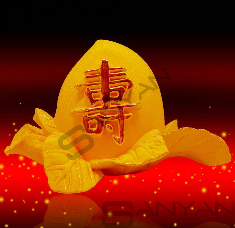 绒沙金寿礼 24k黄金礼品/摆件 寿桃 福禄寿 福寿公婆