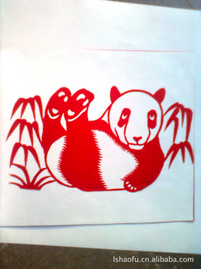 罗江长青坊民间剪纸中国剪纸四川特产出国礼品 手缝本大熊猫剪纸
