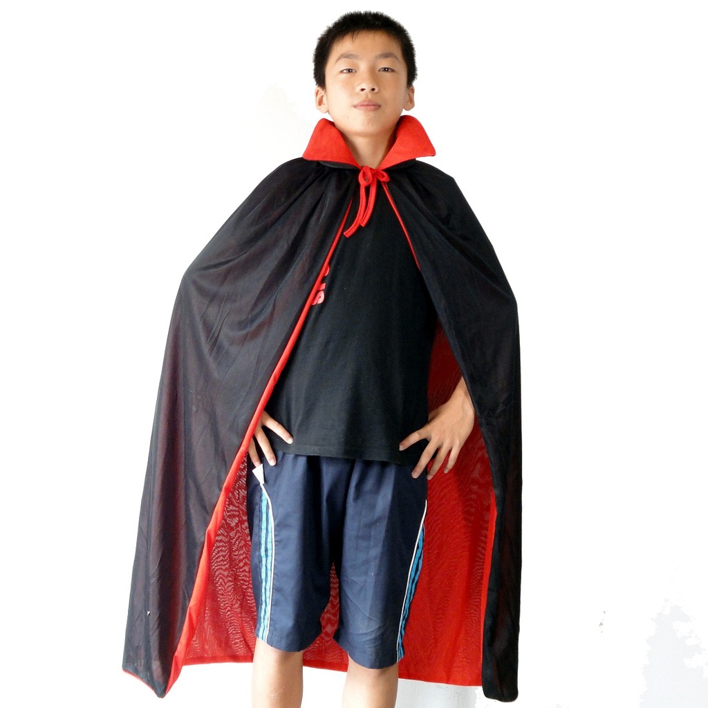 化妆舞会万圣节衣服万圣节服装立领黑红披风 两面穿242g