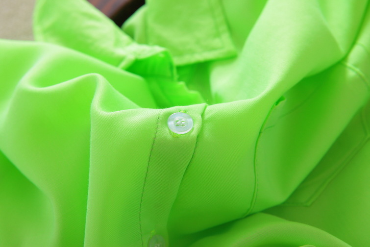 时尚韩版 原单纯色荧光色衬衫 单口袋衬衫232