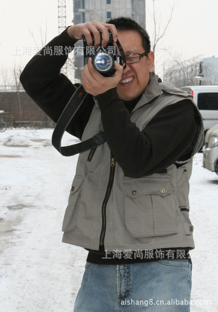 现货供应 定做记者马甲 多口袋马甲 休闲马甲 促销马甲