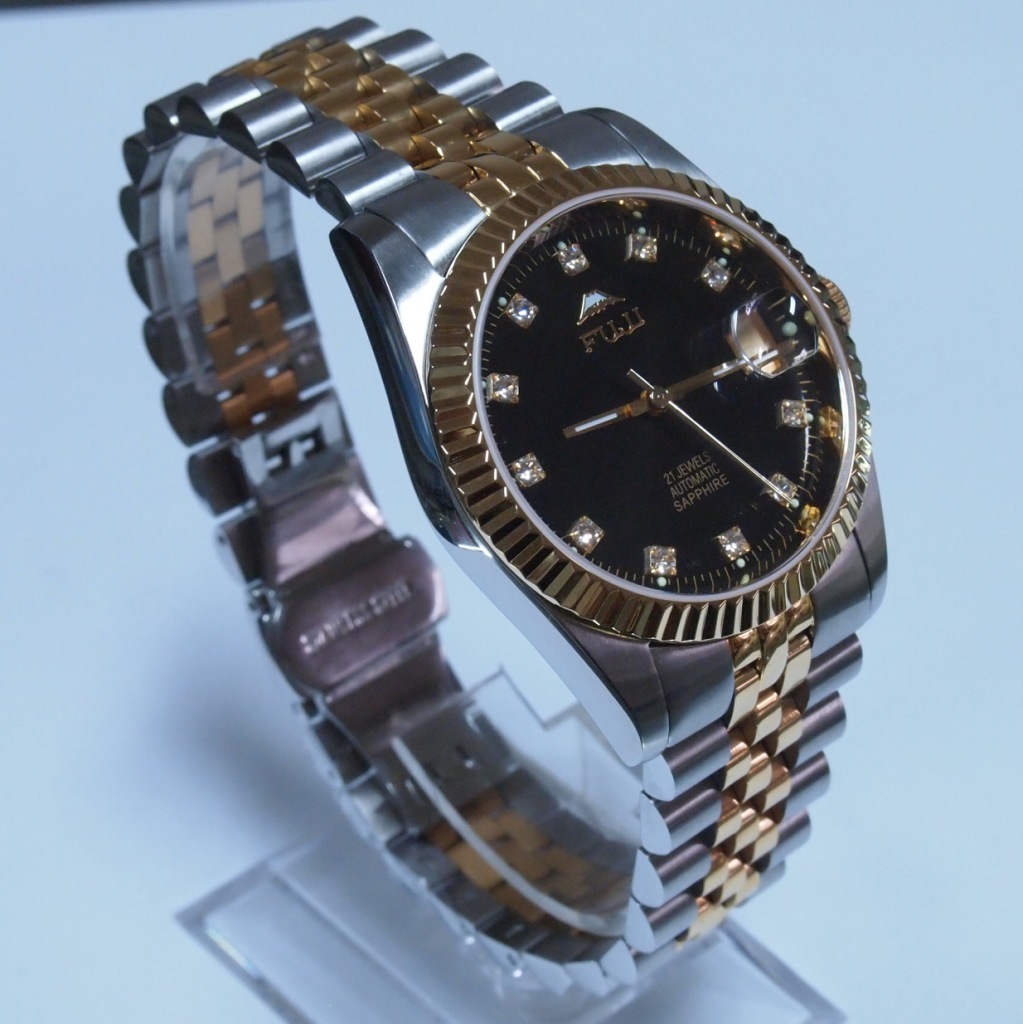 fuji富士手表 全自动机械男表 进口机芯 蓝宝石玻璃 精钢单历手表