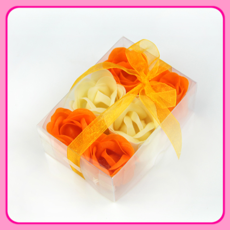 方形6朵双色玫瑰香皂花 新奇 时尚 方便 纸香皂