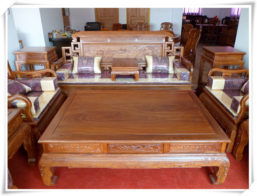 供应红木家具 缅甸花梨 非洲花梨六合同春沙发 沙发套装可订做