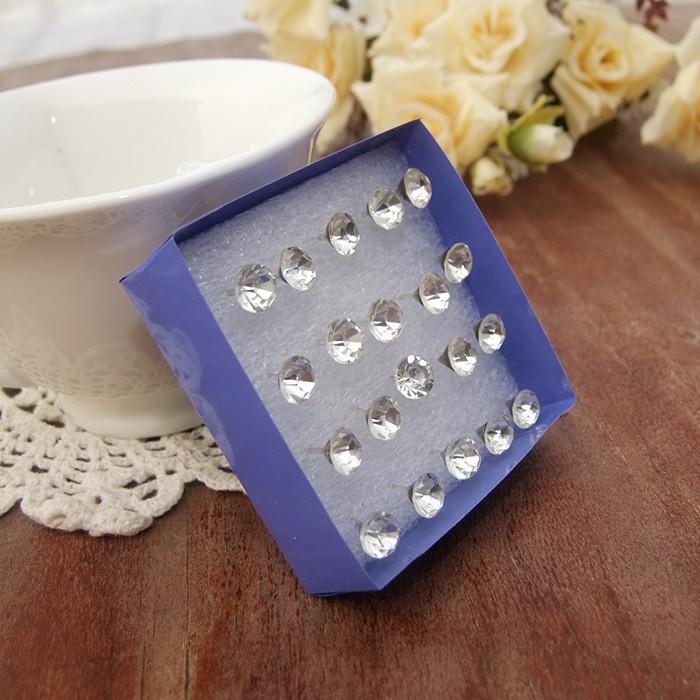 美之梦 8mm大水钻耳钉 韩版饰品批发 塑料耳钉 10对装 特价