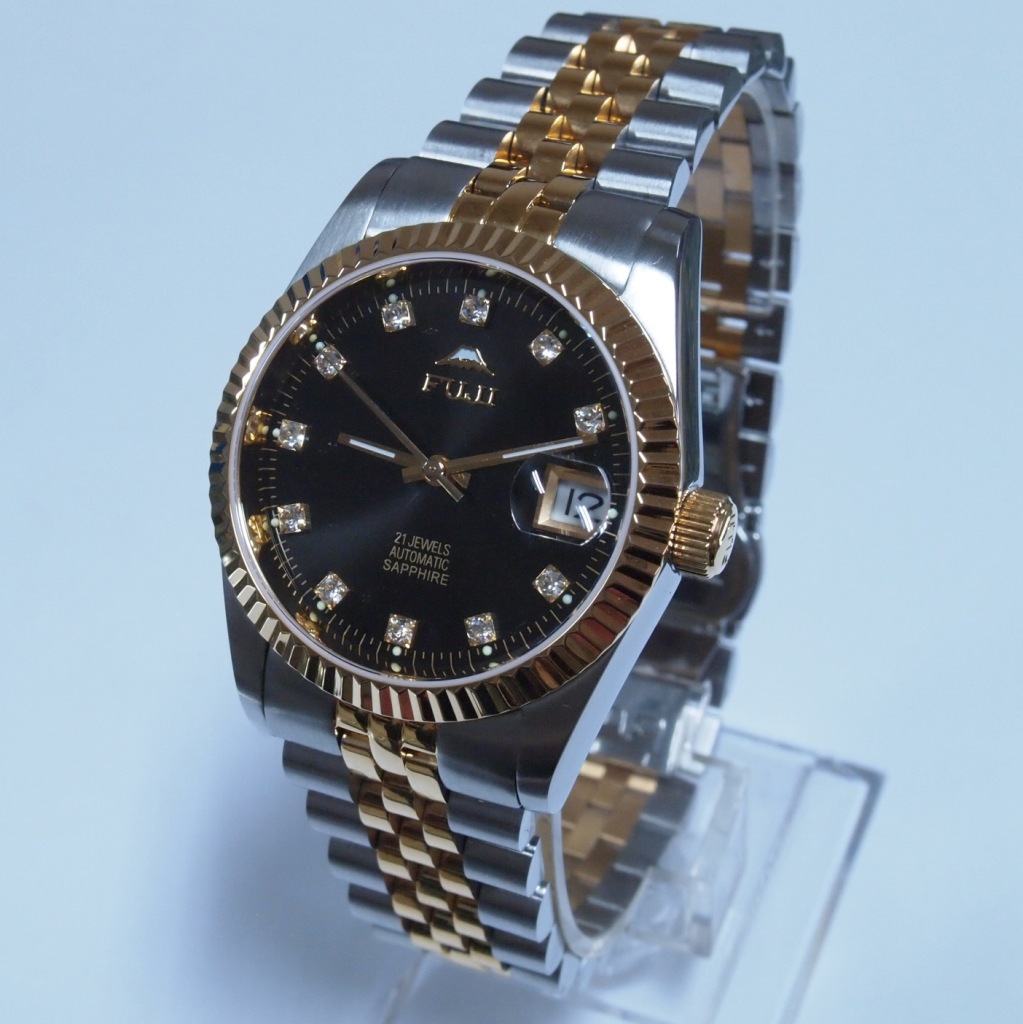 fuji富士手表 全自动机械男表 进口机芯 蓝宝石玻璃 精钢单历手表