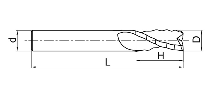 铝加工al系列 三刃直柄平头波形刃立铣刀 铝合金粗加工
