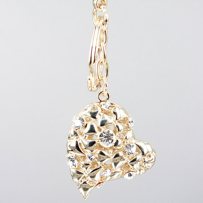 精致做工高品质点金满钻心形钥匙扣(生日礼物)